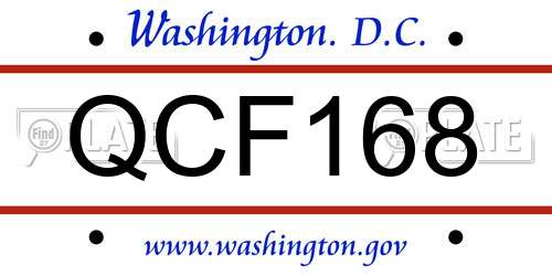 QCF168 District Of Columbia License Plate