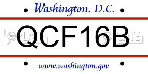QCF16B District Of Columbia License Plate
