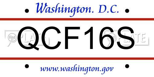QCF16S District Of Columbia License Plate