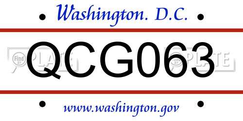 QCG063 District Of Columbia License Plate