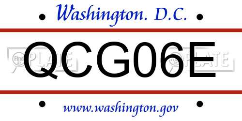 QCG06E District Of Columbia License Plate