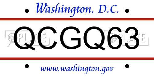 QCGQ63 District Of Columbia License Plate