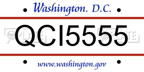 QCI5555 District Of Columbia License Plate