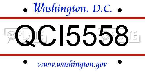 QCI5558 District Of Columbia License Plate