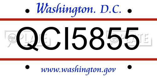 QCI5855 District Of Columbia License Plate