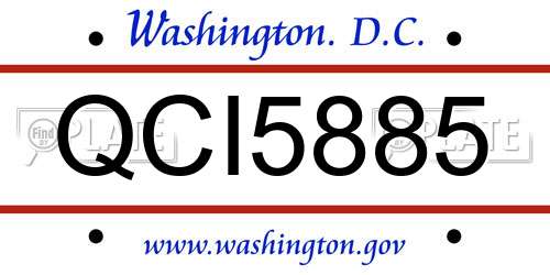 QCI5885 District Of Columbia License Plate