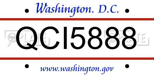 QCI5888 District Of Columbia License Plate