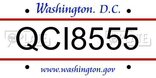 QCI8555 District Of Columbia License Plate