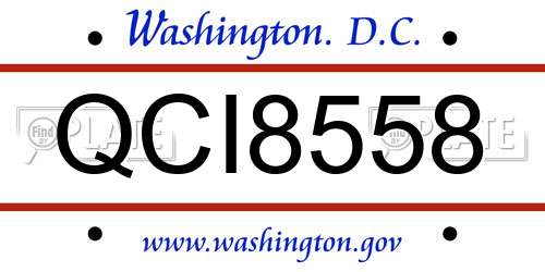 QCI8558 District Of Columbia License Plate