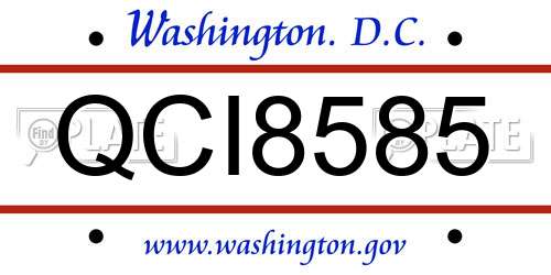 QCI8585 District Of Columbia License Plate
