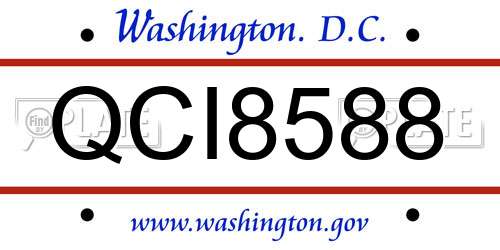QCI8588 District Of Columbia License Plate