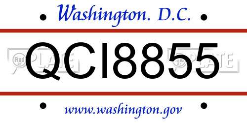 QCI8855 District Of Columbia License Plate