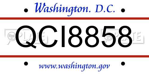 QCI8858 District Of Columbia License Plate