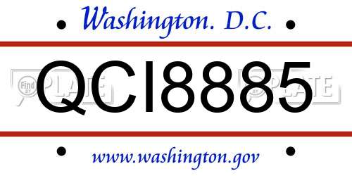 QCI8885 District Of Columbia License Plate