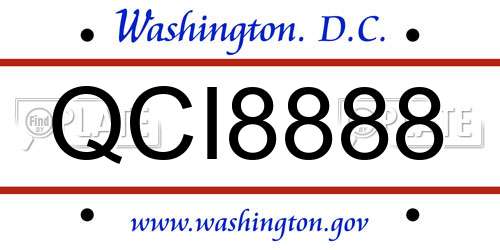 QCI8888 District Of Columbia License Plate