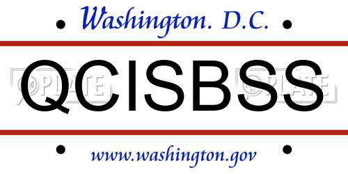 QCISBSS District Of Columbia License Plate