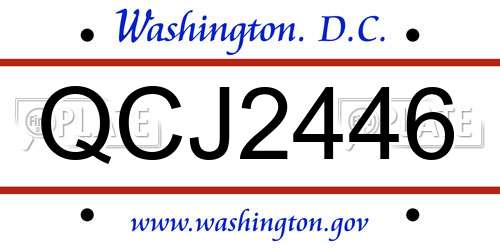 QCJ2446 District Of Columbia License Plate