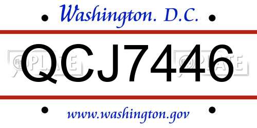 QCJ7446 District Of Columbia License Plate