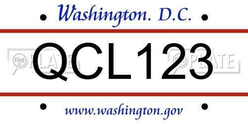 QCL123 District Of Columbia License Plate