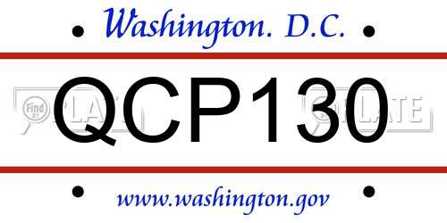 QCP130 District Of Columbia License Plate