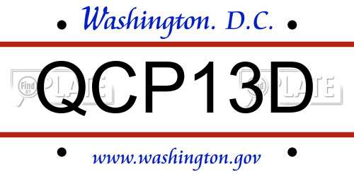QCP13D District Of Columbia License Plate