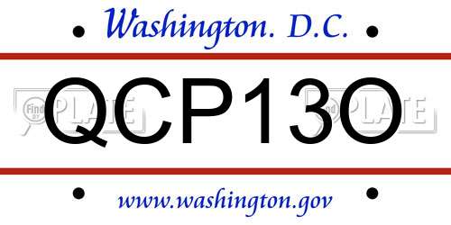 QCP13O District Of Columbia License Plate
