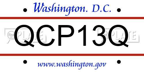 QCP13Q District Of Columbia License Plate