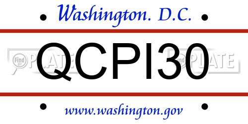 QCPI30 District Of Columbia License Plate