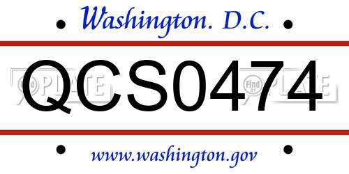 QCS0474 District Of Columbia License Plate