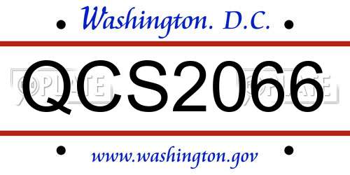 QCS2066 District Of Columbia License Plate