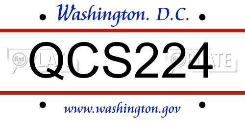 QCS224 District Of Columbia License Plate