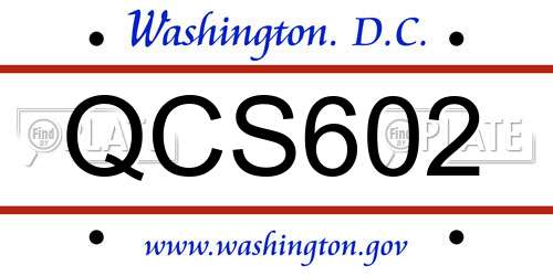 QCS602 District Of Columbia License Plate