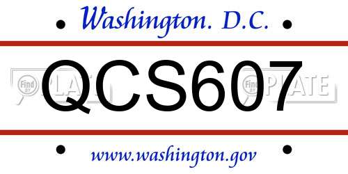 QCS607 District Of Columbia License Plate