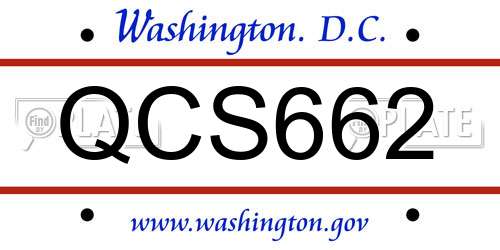 QCS662 District Of Columbia License Plate