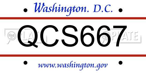 QCS667 District Of Columbia License Plate