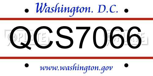 QCS7066 District Of Columbia License Plate