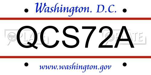 QCS72A District Of Columbia License Plate