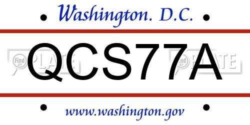 QCS77A District Of Columbia License Plate