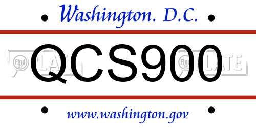 QCS900 District Of Columbia License Plate