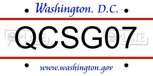 QCSG07 District Of Columbia License Plate