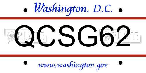 QCSG62 District Of Columbia License Plate