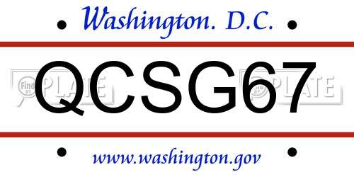 QCSG67 District Of Columbia License Plate