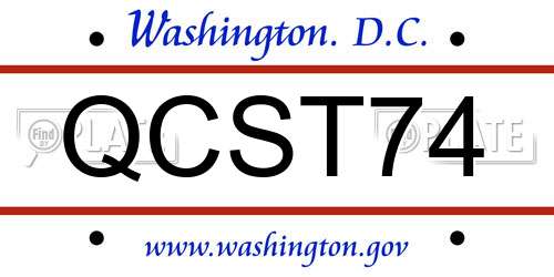 QCST74 District Of Columbia License Plate