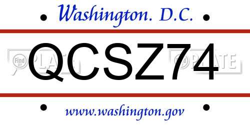 QCSZ74 District Of Columbia License Plate