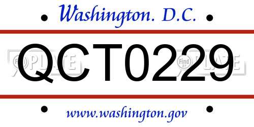 QCT0229 District Of Columbia License Plate