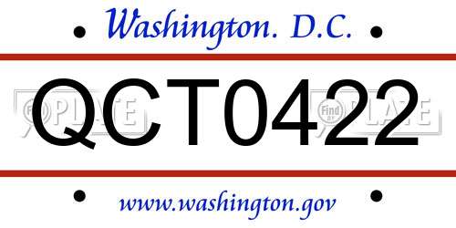 QCT0422 District Of Columbia License Plate