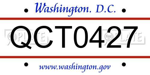 QCT0427 District Of Columbia License Plate