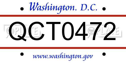 QCT0472 District Of Columbia License Plate
