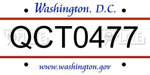 QCT0477 District Of Columbia License Plate