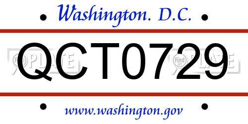 QCT0729 District Of Columbia License Plate